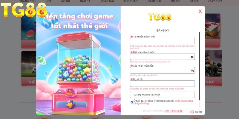 Hướng dẫn đăng ký TG88